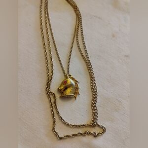 Gold Horse Pendant Necklace